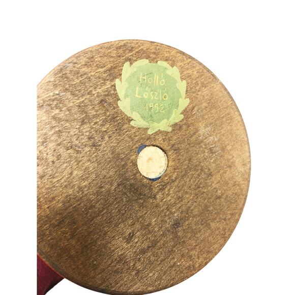 1992 Hollo Laszlo Hand Painted Hungary Folk Art Candlestick Hand Painted Birds - Picture 5 of 7